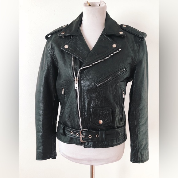 Vintage 70s 80s Leather Motorcycle Jacket / Ramones Moto Jacket / Punk Jacket - Picture 1 of 10